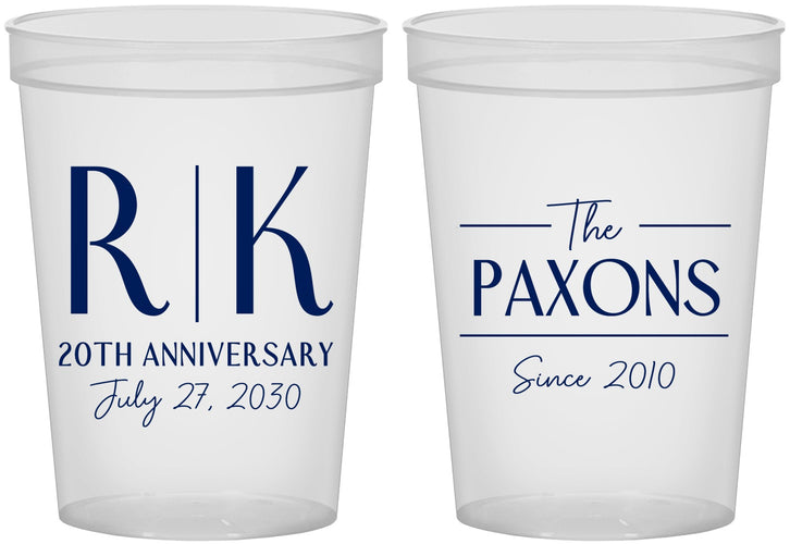 Custom Anniversary 16 oz Translucent Cups - 20th Wedding | 80021