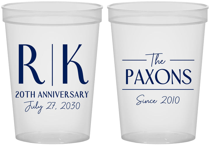 Custom Anniversary 16 oz Translucent Cups - 20th Wedding | 80021