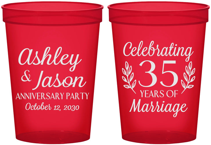 Custom Anniversary 16 oz Translucent Cups - 35 Years Of Marriage | 80024