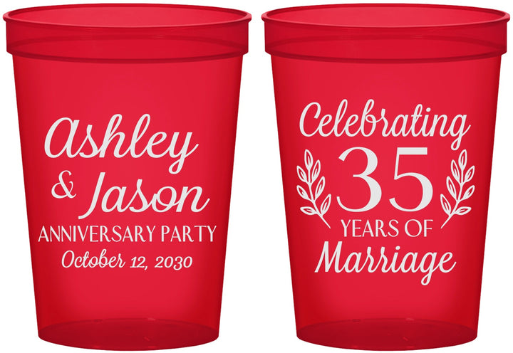 Custom Anniversary 16 oz Translucent Cups - 35 Years Of Marriage | 80024