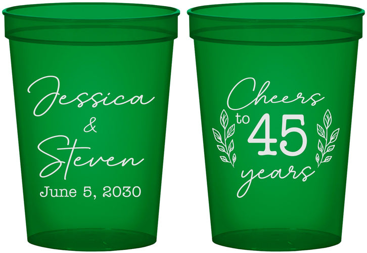 Custom Anniversary 16 oz Translucent Cups - Cheers To 45 Years | 80026