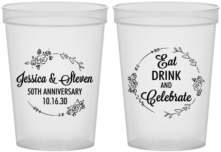 Custom Anniversary 16 oz Translucent Cups - 50th Wedding | 80027