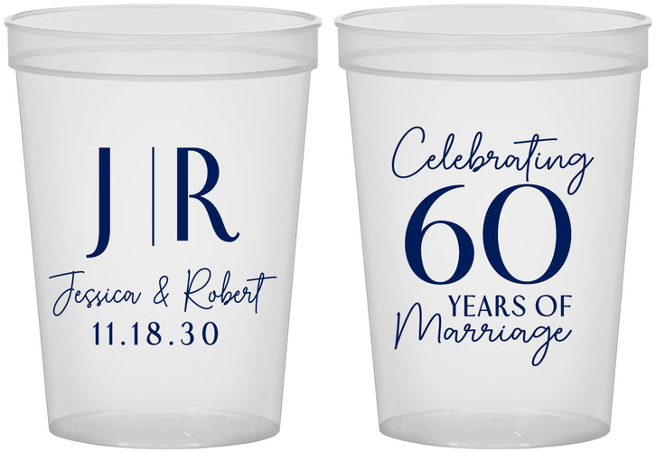 Custom Anniversary 16 oz Translucent Cups - 60 Years Of Marriage | 80029