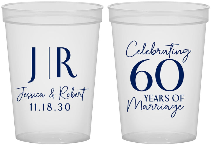 Custom Anniversary 16 oz Translucent Cups - 60 Years Of Marriage | 80029