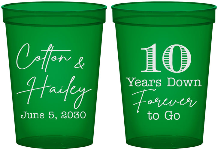 Custom Anniversary 16 oz Translucent Cups - Just Married 10 Years Ago | 80030