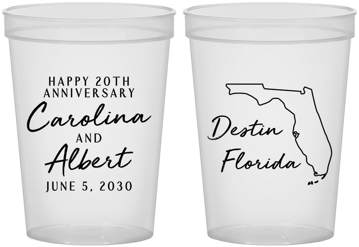 Custom Anniversary 16 oz Translucent Cups - 20th Wedding | 80031