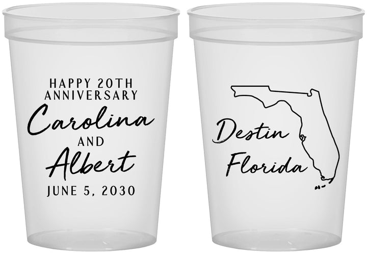 Custom Anniversary 16 oz Translucent Cups - 20th Wedding | 80031
