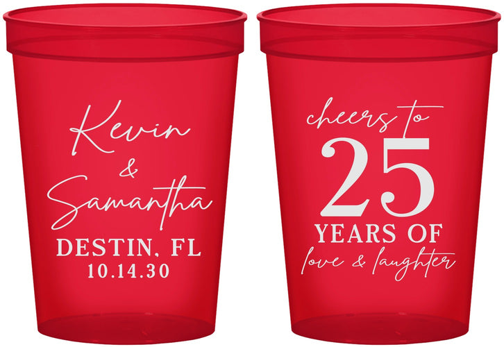Custom Anniversary 16 oz Translucent Cups - 25 Years Of Marriage | 80032