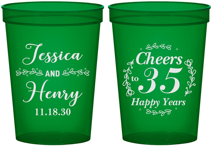 Custom Anniversary 16 oz Translucent Cups - Cheers To 35 Years | 80034