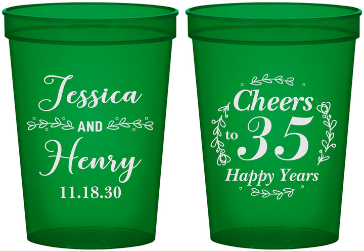 Custom Anniversary 16 oz Translucent Cups - Cheers To 35 Years | 80034