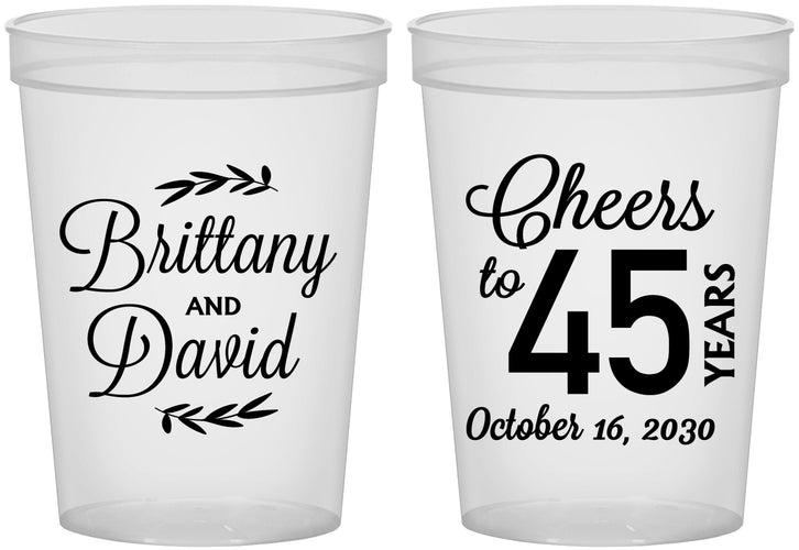 Custom Anniversary 16 oz Translucent Cups - Cheers To 45 Years | 80036