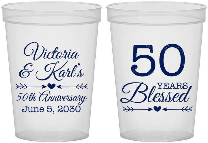 Custom Anniversary 16 oz Translucent Cups - 50 Years Blessed | 80037