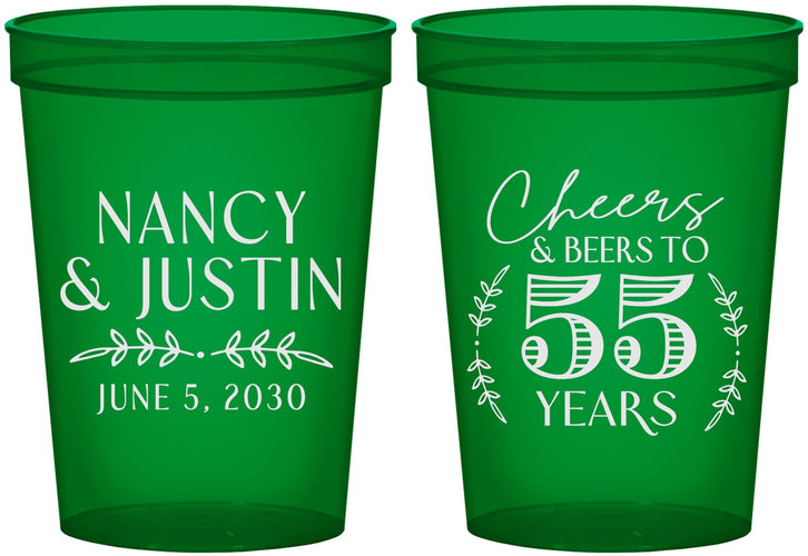 Custom Anniversary 16 oz Translucent Cups - Cheers To 55 Years | 80038