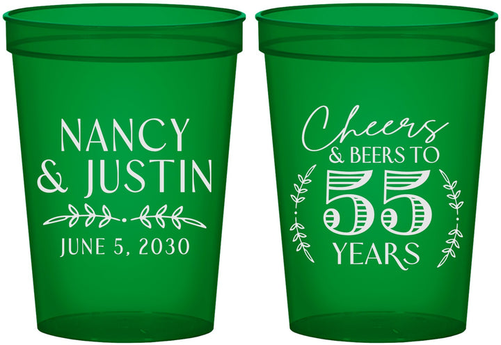 Custom Anniversary 16 oz Translucent Cups - Cheers To 55 Years | 80038