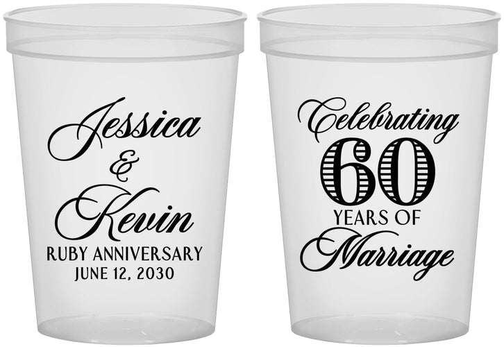 Custom Anniversary 16 oz Translucent Cups - 60 Years Of Marriage | 80039