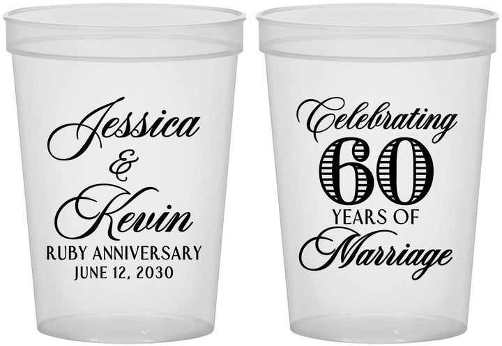 Custom Anniversary 16 oz Translucent Cups - 60 Years Of Marriage | 80039