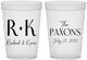 Custom Wedding 16 oz Translucent Cups - Two Letter Monogram | 802