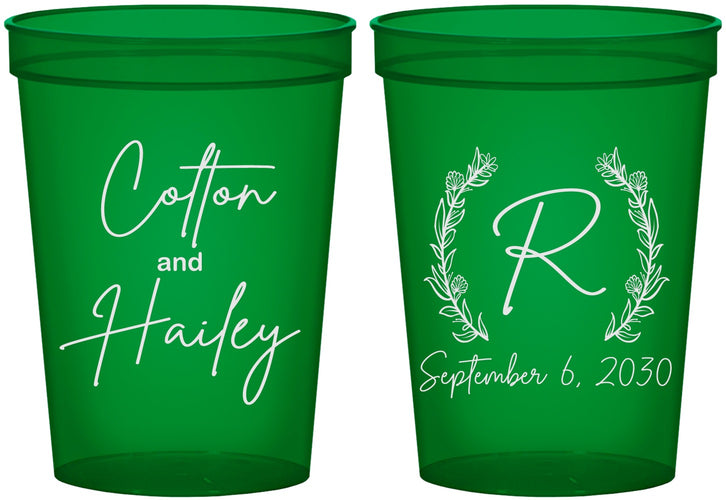 Custom Wedding 16 oz Translucent Cups - Monogram | 803