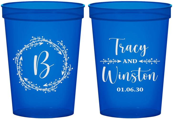 Custom Wedding 16 oz Translucent Cups - Monogram | 804