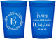 Custom Wedding 16 oz Translucent Cups - Monogram | 804
