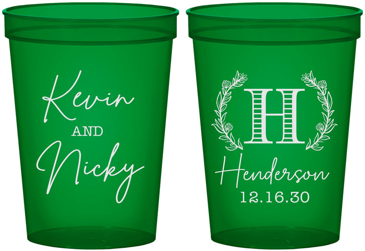 Custom Wedding 16 oz Translucent Cups - Monogram | 805
