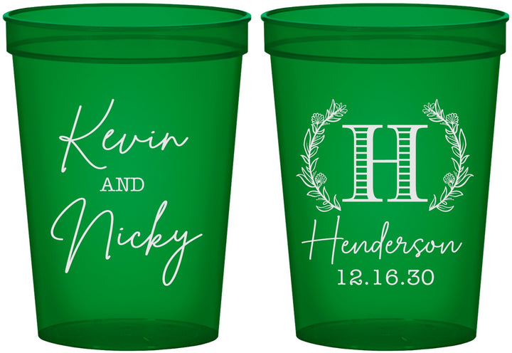 Custom Wedding 16 oz Translucent Cups - Monogram | 805