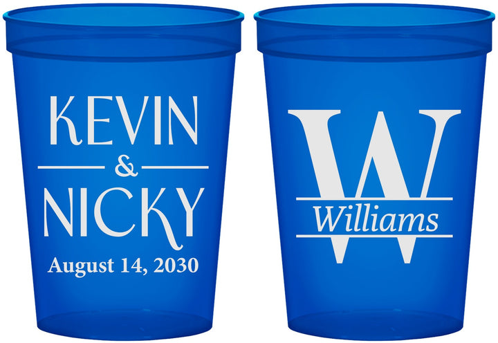 Custom Wedding 16 oz Translucent Cups - Monogram | 806