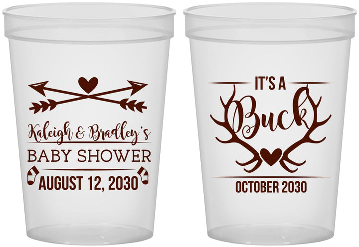 Custom Baby Shower 16 oz Translucent Cups - It’s A Buck Antler | 90000