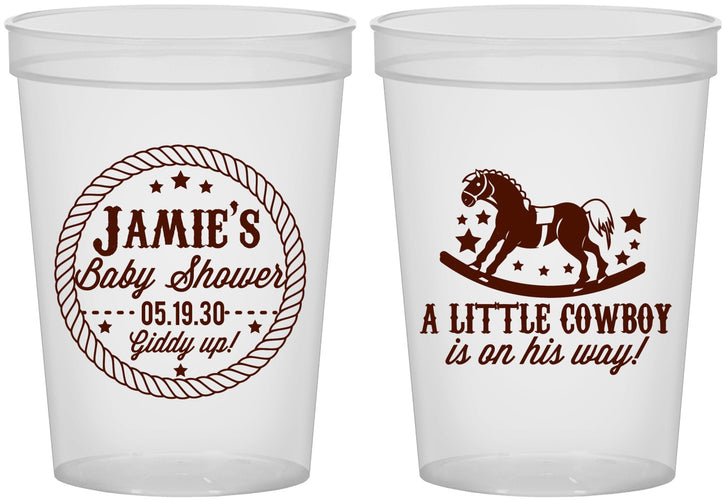 Custom Baby Shower 16 oz Translucent Cups - Little Cowboy | 90003