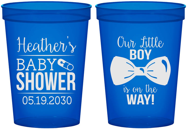 Custom Baby Shower 16 oz Translucent Cups - Little Boy Is On The Way | 90005