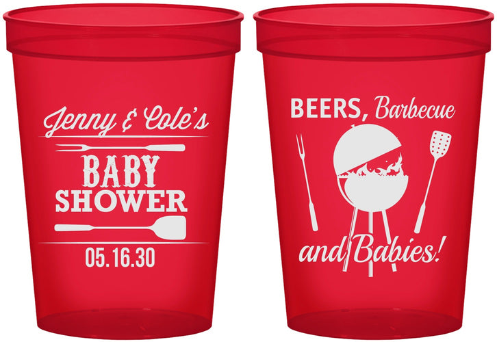 Custom Baby Shower 16 oz Translucent Cups - Beers Bbq Babies | 90006