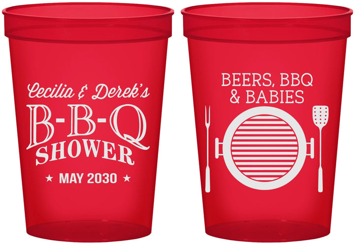 Custom Baby Shower 16 oz Translucent Cups - Beers Bbq Babies | 90007