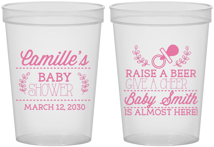 Custom Baby Shower 16 oz Translucent Cups - Raise A Beer | 90008