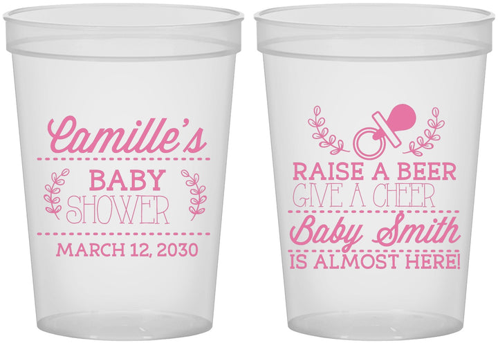 Custom Baby Shower 16 oz Translucent Cups - Raise A Beer | 90008