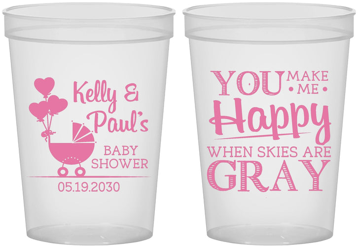Custom Baby Shower 16 oz Translucent Cups - You Make Me Happy | 90010
