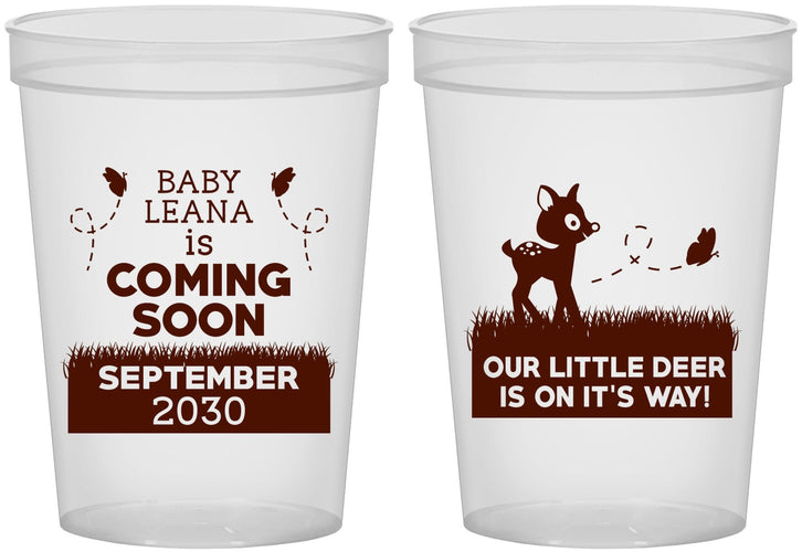 Custom Baby Shower 16 oz Translucent Cups - Little Deer On The Way | 90011
