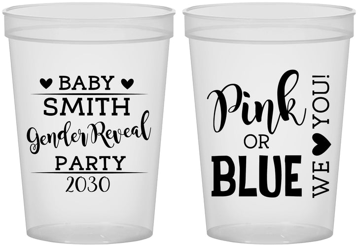 Custom Baby Shower 16 oz Translucent Cups - Gender Reveal Pink Or Blue | 90012