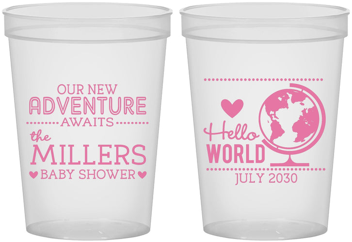Custom Baby Shower 16 oz Translucent Cups - Hello World | 90013