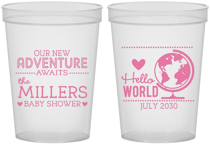 Custom Baby Shower 16 oz Translucent Cups - Hello World | 90013
