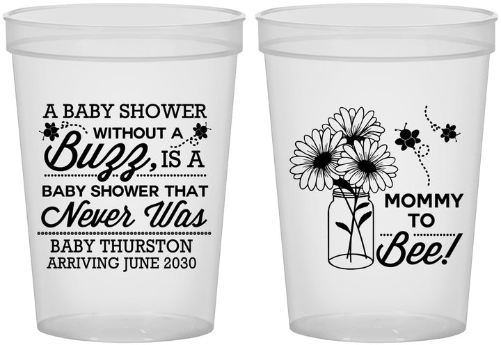 Custom Baby Shower 16 oz Translucent Cups - Mommy To Bee | 90016