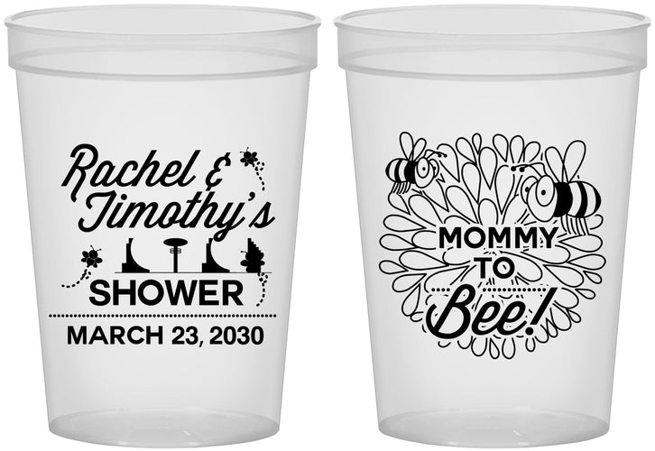 Custom Baby Shower 16 oz Translucent Cups - Mommy To Bee | 90017