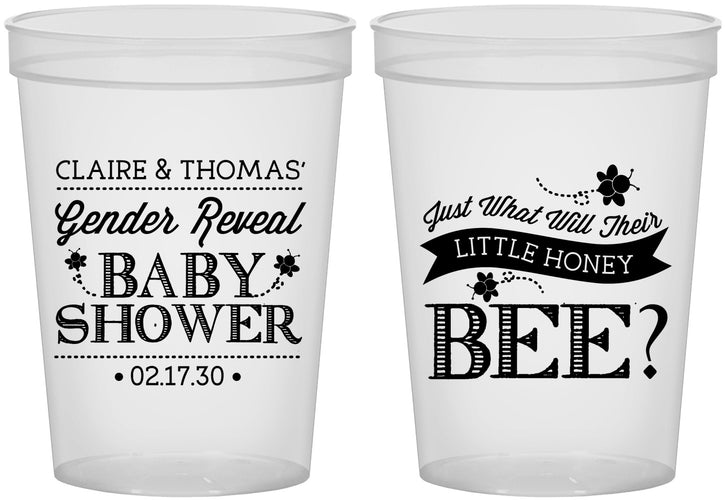 Custom Baby Shower 16 oz Translucent Cups - Little Honey Bee | 90018