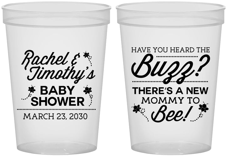 Custom Baby Shower 16 oz Translucent Cups - Mommy To Bee | 90019