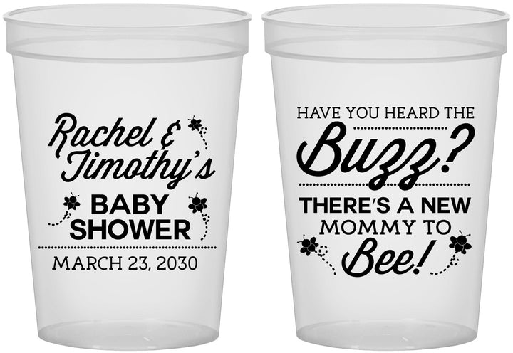 Custom Baby Shower 16 oz Translucent Cups - Mommy To Bee | 90019