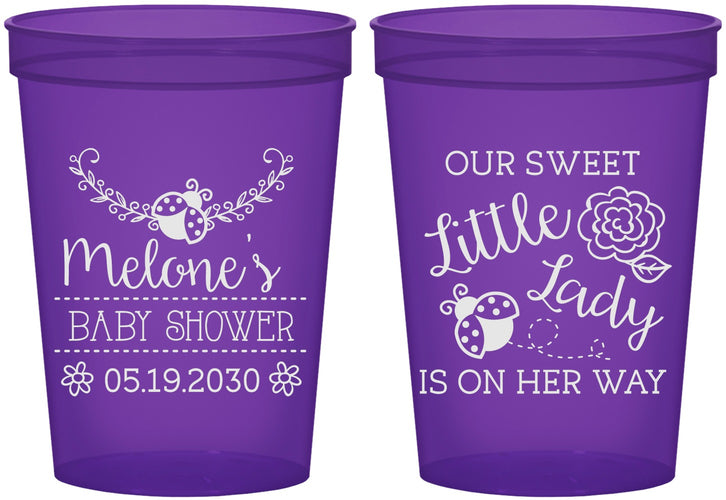 Custom Baby Shower 16 oz Translucent Cups - Little Lady On The Way | 90021