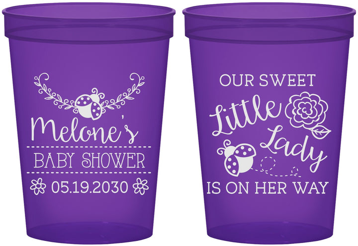 Custom Baby Shower 16 oz Translucent Cups - Little Lady On The Way | 90021