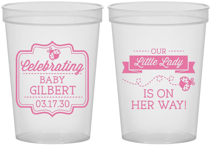 Custom Baby Shower 16 oz Translucent Cups - Little Lady On The Way | 90022