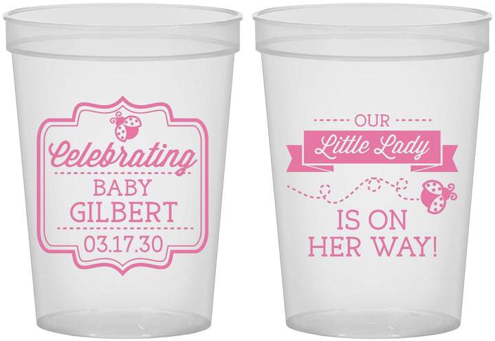 Custom Baby Shower 16 oz Translucent Cups - Little Lady On The Way | 90022