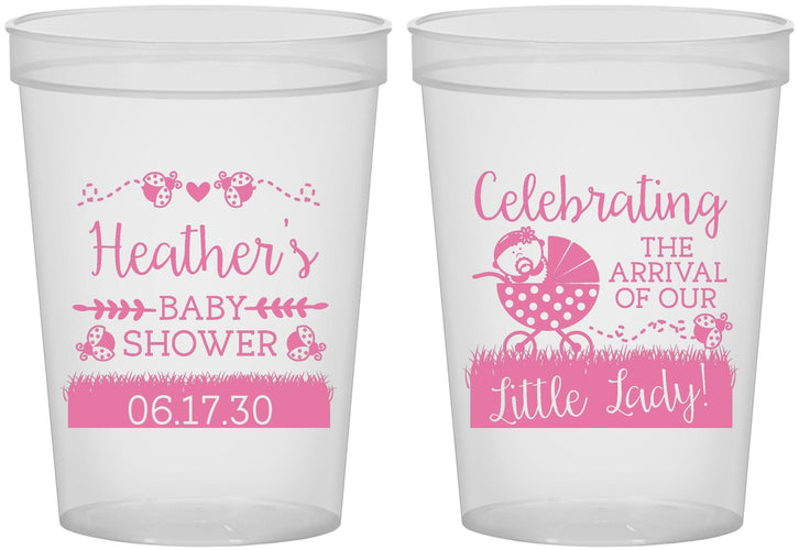 Custom Baby Shower 16 oz Translucent Cups - Little Lady On The Way | 90023