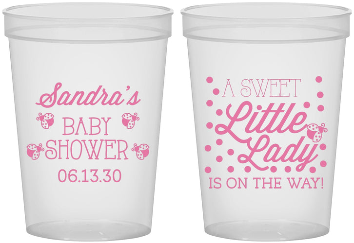 Custom Baby Shower 16 oz Translucent Cups - Sweet Little Lady | 90024